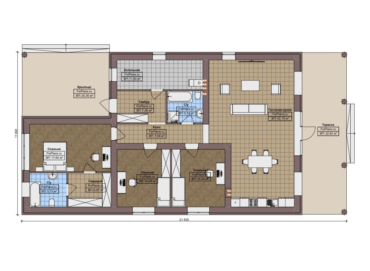 Планировка Одноэтажный дом F-13706