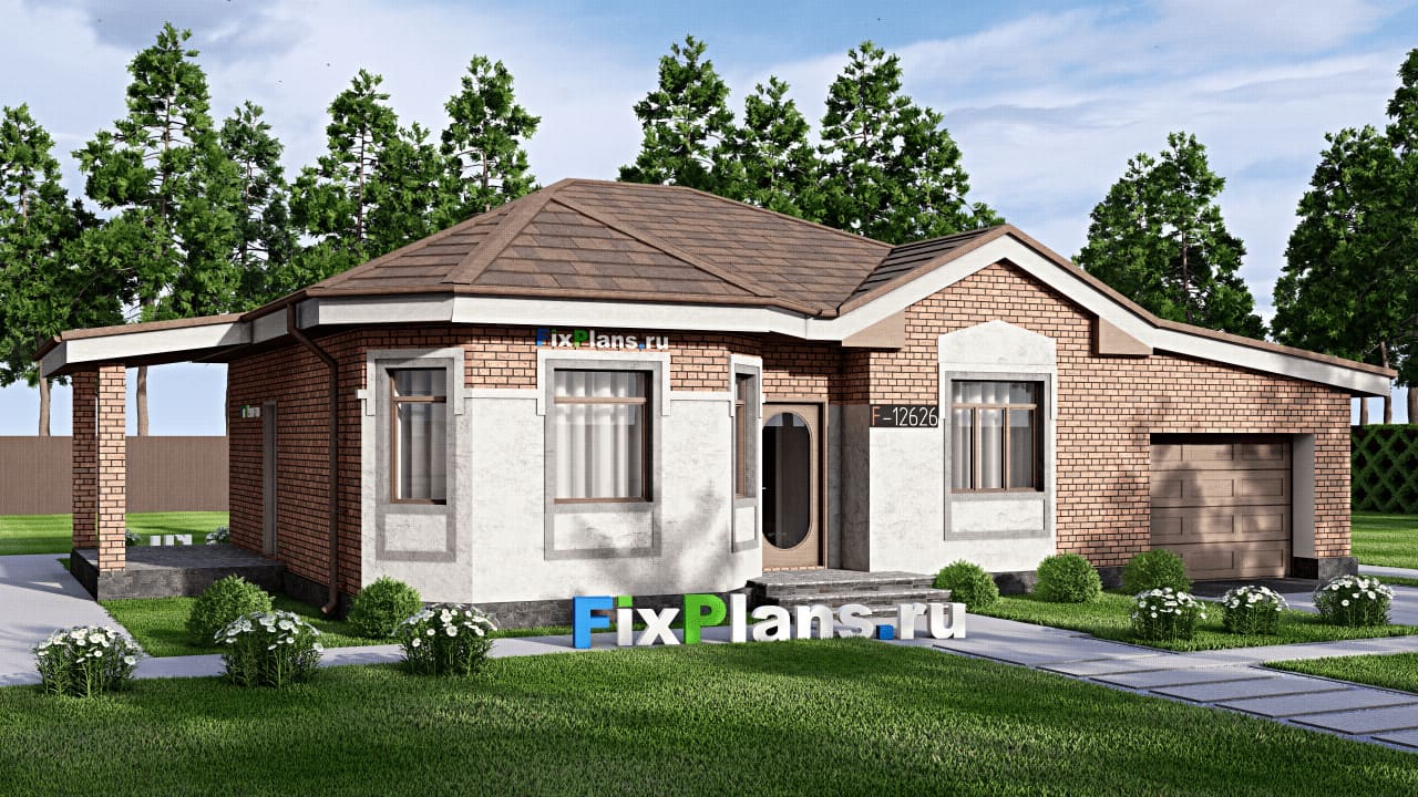 Одноэтажный дом F-12626 — фасад